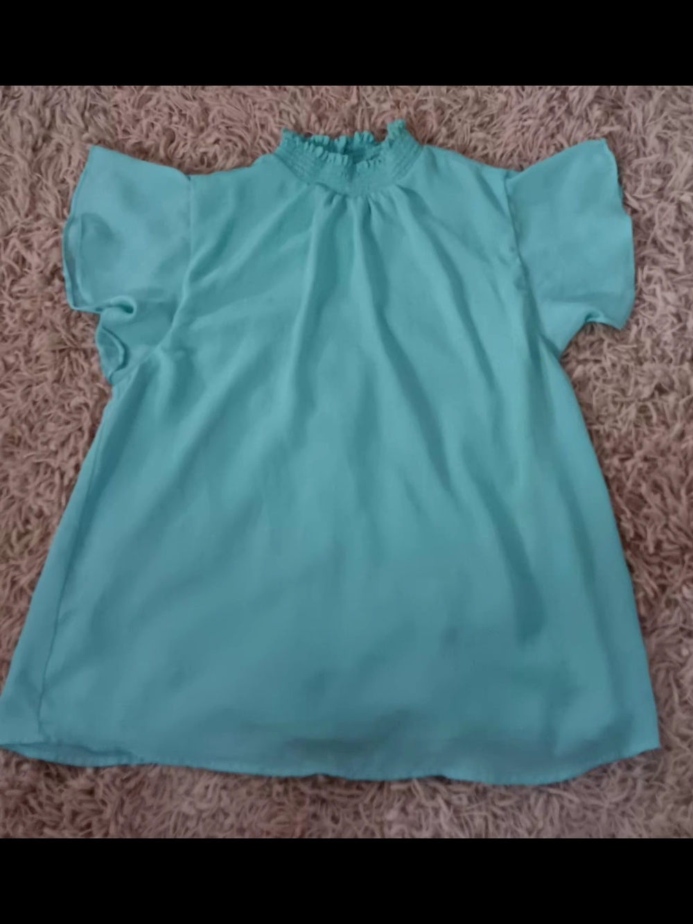 Women's Top Blouse Mint Green Flowy Flutter Sleeves Lined